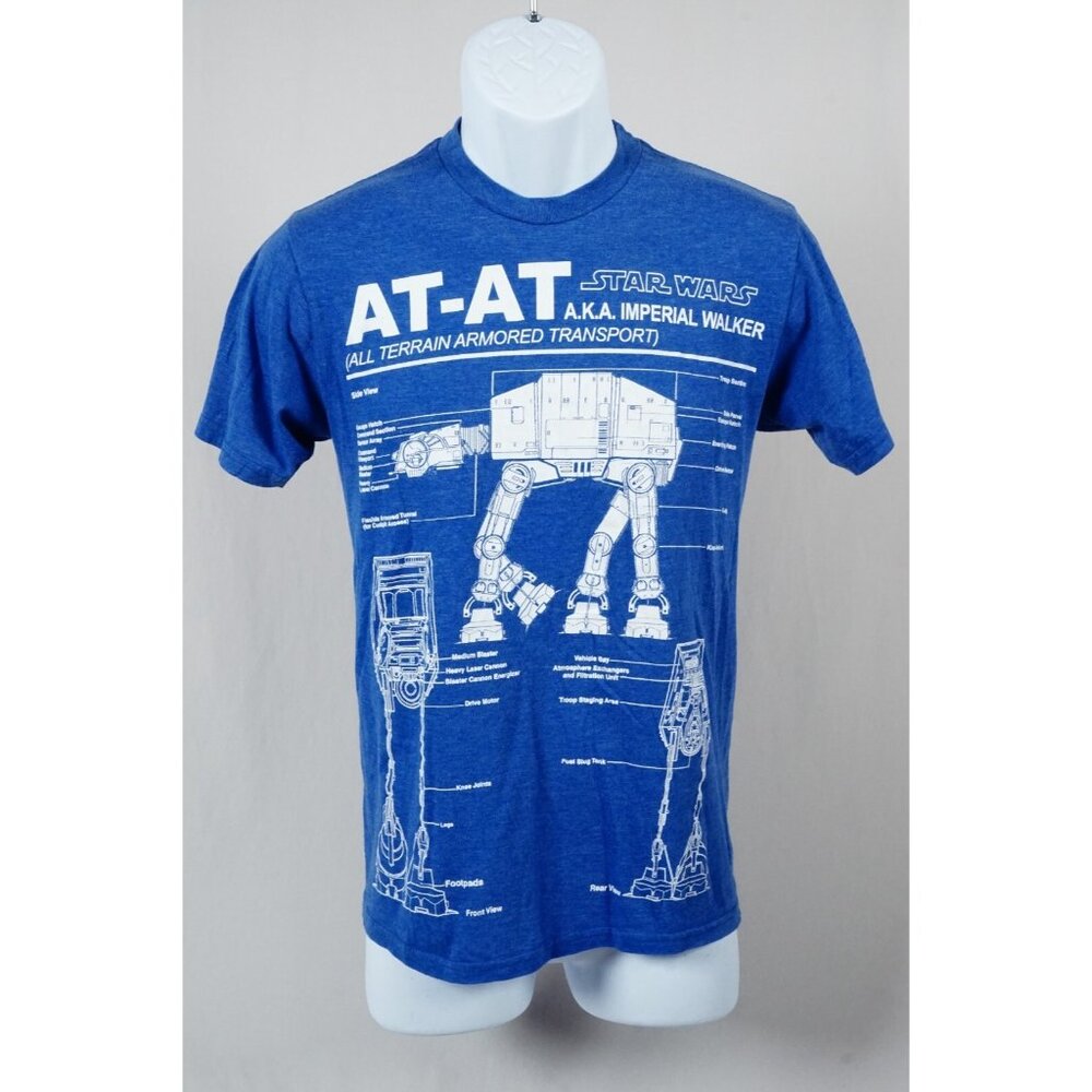 Engine Star Wars AT-AT Imperial Walker Schematics Men's Small T-shirt Blue
